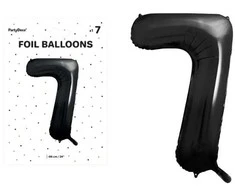 PartyDeco Balionas folinis skaičius 7 juodas 86cm