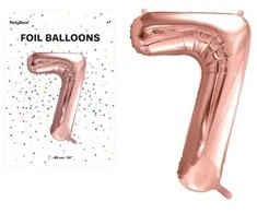 PartyDeco Balionas folinis skaičius 7 rausvas 86cm