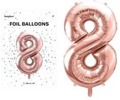 PartyDeco Balionas folinis skaičius 8 rausvas 86cm