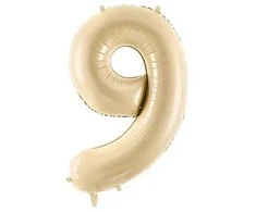 Party Deco Balionas folinis skaičius 9 gelsvas matinis 72cm