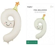 PartyDeco Balon fol.Cyfra 9 86cm krem.FB411T-9 48101
