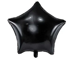 Party Deco PartyDeco Folinis balionas Žvaigždė, juoda 48 cm