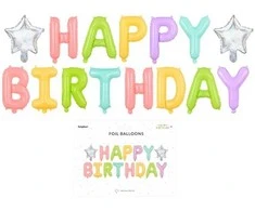 PartyDeco Folinis balionas "Happy birthday" spalvoti