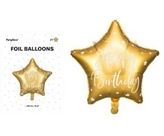 Party Deco Laimingo gimtadienio žvaigždės folijos balionas 40 cm aukso spalvos