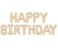 PartyDeco Folinis balionas Happ Birthday kreminis 340x35cm