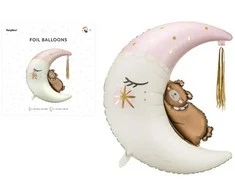 Party Deco Folinis balionas "Meškiukas ant mėnulio" 80&amp;98cm