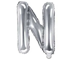 Party Deco Folinis balionas raidė N sidabrinis 35cm