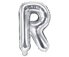 Party Deco Folinis balionas raidė R sidabrinis 35cm