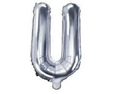 Party Deco Folinis balionas raidė U sidabrinis 35cm
