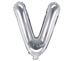 Party Deco Folinis balionas raidė V sidabrinis 35cm