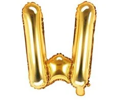 PartyDeco Folinis balionas raidė W auksinis 35cm