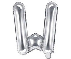 Party Deco Folinis balionas raidė W sidabrinis 35cm