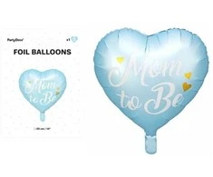 Party Deco Folinis balionas širdelė "Mom to Be" 35cm melsvas