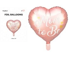 Party Deco Folinis balionas širdelė "Mom to Be" 35cm rausvas