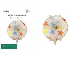 PartyDeco Balon fol.pastyl.Congrats 35x35 mix FB339 29767