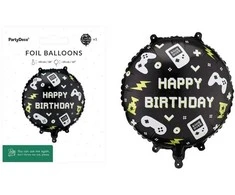 PartyDeco Balon fol.Pastylka Happy B-day 35x35 mix 28654