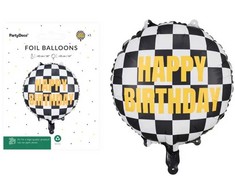 PartyDeco Folinis balionas Languota vėliava Happy Birthday, 45cm
