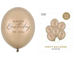 PartyDeco Balony 30 Happy B-day Metallic Cold Gold A6 99463