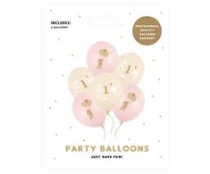 Party Deco PartyDeco balionai 30 pelių su skaičiais 1 šviesiai rožinis A6 44289