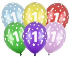 Party Deco PartyDeco Balony 30cm 1-ojo gimtadienio metalo spalvų mišinys A50 91794