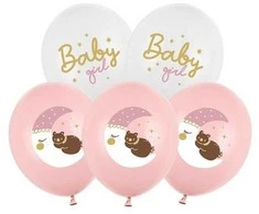 Party Deco Balionų rinkinys "Baby girl" 30cm 6 vnt
