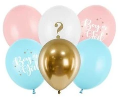 PartyDeco Balionų rinkinys "Boy or Girl" 30cm 6 vnt