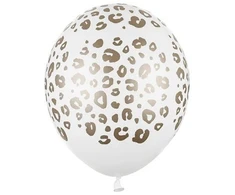 PartyDeco Balionas 30 cm, dėmės, pastelinės grynos baltos spalvos, vieno dydžio