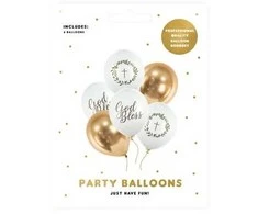 PartyDeco Balionų rinkinys krikštynom "God Bless" 30cm 6 vnt