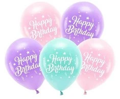Party Deco Balionų rinkinys "Happy Birthday" 26cm 5 vnt