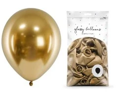 PartyDeco Balionai blizgus auksas 30cm 50vnt