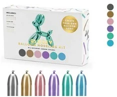 PartyDeco Balionai modeliavimui 30 vnt spalvoti blizgantys su pompa