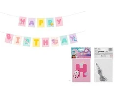 PartyDeco Party Deco Baner Su gimtadieniu Koci Domek Gabi 180x15cm