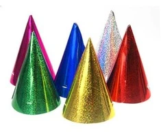 Party Deco Gimtadienio kepuraitės spalvotos blizgios 20 vnt 16cm