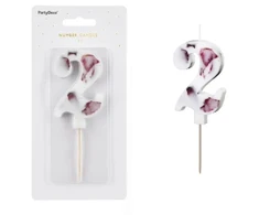 PartyDeco Gimtadienio žvakė Skaičius 2 balta 8 cm 40410