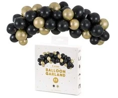 PartyDeco Balionų girlianda "Juodas and Gold" (60vnt, 200cm)