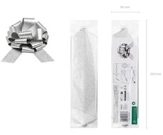 Party Deco Dekoratyvinis kaspinas 30cm 1 vnt sidabrinis