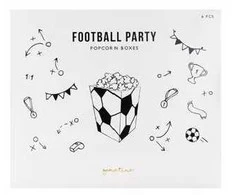 PartyDeco Dėžutės popcorn "Futbolas" 6 vnt 7*7*12cm
