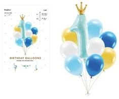 Party Deco PAL Rinkinys balonów Roczek mėlyna 9szt
