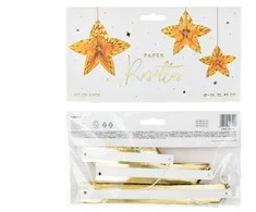 PartyDeco Pakabinamos dekoracijos Auksinės žvaigždės, 3vnt