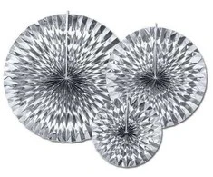 Party Deco Dekorai-rozetės PartyDeco Ø40-32-23cm/3vnt. sidabro spalvos