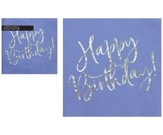 Party Deco Servetėlės 3 sluoksnių violetinės "Happy birthday"