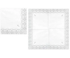Party Deco PartyDeco servetėlės komunijai su ornamentu, 33x33cm, atlasinės