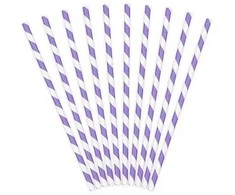 Party Deco Popieriniai šiaudeliai balta-violetinė