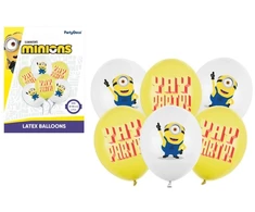 PartyDeco Stiprūs balionai 30 cm su minionų raštu 1 pakuotė/6 vnt. 30343