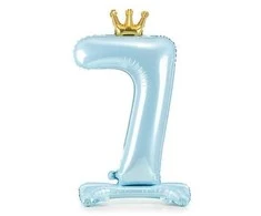 PartyDeco Folinis pastatomas balionas skaičius "7" melsvas 84cm