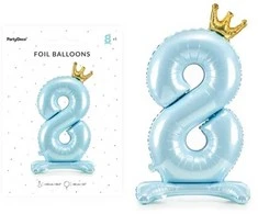 PartyDeco Folinis pastatomas balionas skaičius "8" melsvas 84cm