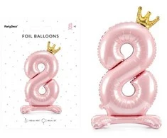 PartyDeco Folinis pastatomas balionas skaičius "8" rožinis 84cm