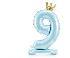 PartyDeco Folinis pastatomas balionas skaičius "9" melsvas 84cm