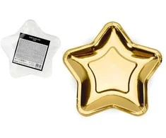 Party Deco Popierinės lėkštutės "Žvaigždė" auksinės 6vnt 18cm