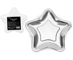 Party Deco Popierinės lėkštutės "Žvaigždė" sidabrinės 6vnt 18cm